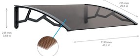 ARTPLAST Bejárati előtető 80x120cm, füst