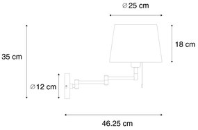 Fali lámpa fekete fekete árnyékolóval és állítható karral - Ladas Deluxe