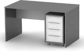 Íróasztal, grafit/féher, RIOMA NEW TYP 16