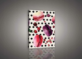 Vászonkép 40x60 Makaróni bogyók desszert édességek akvarell rózsaszín lila