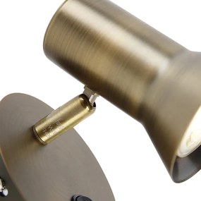 Bronz fali spotlámpa forgatható és dönthető kapcsolóval - Karin 1