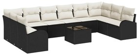 vidaXL Kanapé Szett párnával 11 pcs Fekete Polyrattan