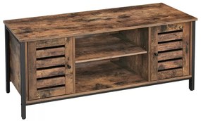TV szekrény polcokkal és két ajtóval, rusztikus barna 110x40x50cm