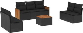 vidaXL 8 részes fekete polyrattan kerti ülőgarnitúra párnákkal