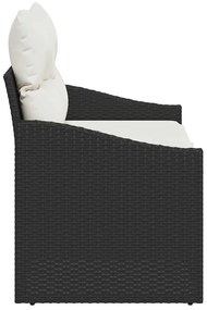 Kerti kanapé párnával Fekete 123 x 62 x 69cm polirattan