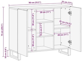 Komód Fehér 90 x 33 x 75 cm tömör mangófa