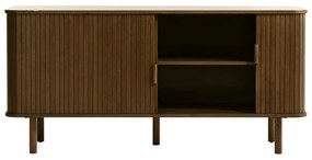Barna alacsony komód tolóajtóval, tölgyfa dekorral 76x160 cm Cavo – Unique Furniture