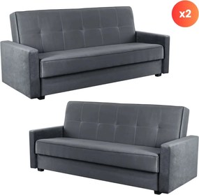 2 darabos ALUNA ágyazható kanapé szett szürke színben