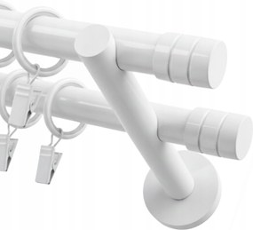 Dupla fali Függönykarnis Fém 19 19 mm Fehér Maró 160 cm Csendes kerekek