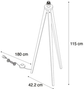 Rusztikus állólámpa állvány dióból - Tripod Classic