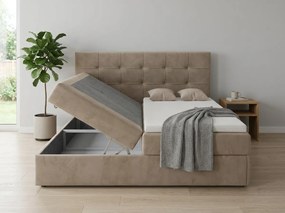 Kárpitozott boxspring ágy DIRELIS TRINITY 140x200 cm bézs Matrac: Bonell rugós matrac