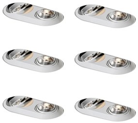 6 darabos, lekerekített, süllyesztett spotlámpa szett, fehér, GU10 70mm 2-fényű - Hubs