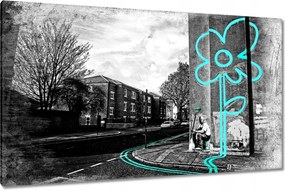 Vászonkép 120x70 Banksy Türkiz virág