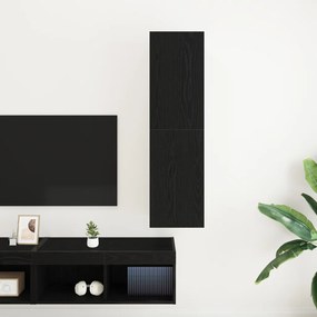 TV Szekrény fekete tölgy színben, méret 30,5 x 30 x 110 cm, mérnök fa anyagból.