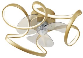 Mennyezeti ventilátor sárgaréz 55cm LED-del, fényerőszabályzóval és távirányítóval - Mandy