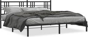 vidaXL fekete fém ágykeret fejtámlával 193 x 203 cm