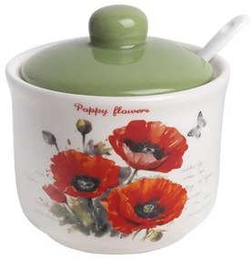 Pipacsos kerámia cukortartó kanállal 260 ml Poppy Flowers