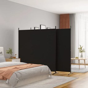 3 paneles fekete szövet térelválasztó 525x180 cm