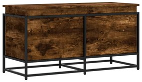 füstös tölgy színű szerelt fa tárolóláda fedéllel 100x40x51,5cm