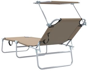 2 db-os Összecsukható napozóágy sátorral Taupe 600D Oxford szövet