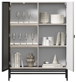 Lorini vitrin 100 cm - kasmír / fekete T-bar fogantyú / fém lábak