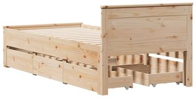 tömör fenyőfa ágy matrac nélkül fejtámlával 90 x 200 cm