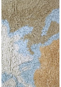Kék-bézs mosható kézi szövésű pamut gyerek játszószőnyeg 70x100 cm Mini Worldmap – Lorena Canals