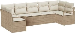 vidaXL Kerti Kanapé Szett párnával 7 pcs Beige és Fehér polirattan