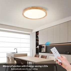 Brilagi - Dimmelhető LED lámpatest WOODROUND LED/30W/230V 3000-6000K átm. 40 cm+távirányító