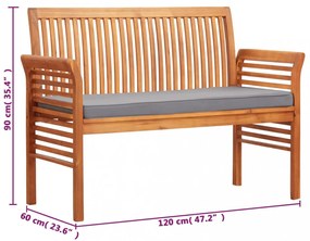 kétszemélyes tömör akácfa kerti pad párnával 120 cm