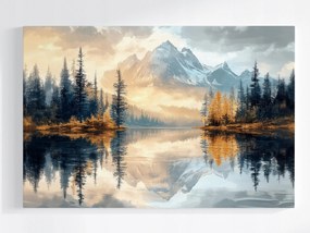 Poszter Tájkép Hegyek Erdő Fák Víz Tó Tükröződés 60x40