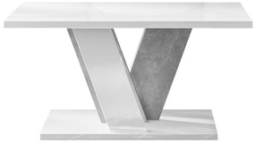 Dohányzóasztal Goodyear 128Fényes fehér, Szürke, 60x70x110cm, Laminált forgácslap, Sarok