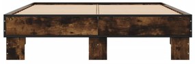 füstös tölgyszínű szerelt fa és fém ágykeret 140 x 200 cm
