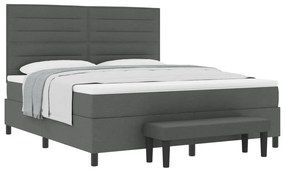 Box Spring Ágy Mattal és Pad Sötétszürke 180x200 cm Szövet