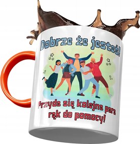 Narancssárga bögre Köszöntő Munkahelyi üdvözlő nyomott mintával