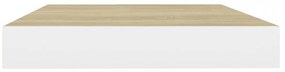 4 db tölgyszínű és fehér MDF lebegő fali polc 50 x 23 x 3,8 cm