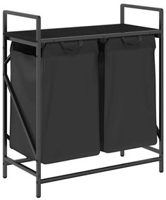 fekete tölgyfa mosodai kosár 2 rekeszes polccal