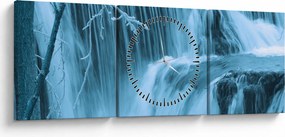 Kép - jeges vízesések (órával) (90x30 cm)