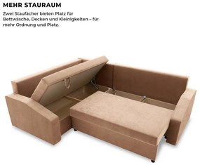 Grande Plus sarokkanapé, baloldali, szövet anyag, barna