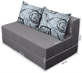 Urban Living Kihúzhatós kanapé Bedora 136x80x40 cm Szürke / szürke virág