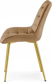 Barna étkezőszék BERA bársony arany lábakkal
