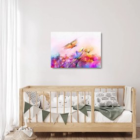 Kép - pillangó a virág felett, absztrakció (üvegen) (70x50 cm)