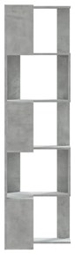 5 szintes betonszürke szerelt fa sarok könyvespolc 50x50x179 cm
