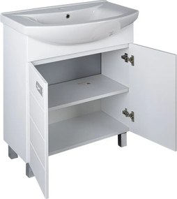 Viva SZQUARE 65 lábon álló fürdőszobabútor Sanovit ZENON 6065 porcelán mosdóval 65 x 47 cm