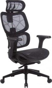 Irodai forgószék, hálós ülőlap és háttámla, fekete műanyag lábkereszt, Humantech, fekete (BBSZV429)
