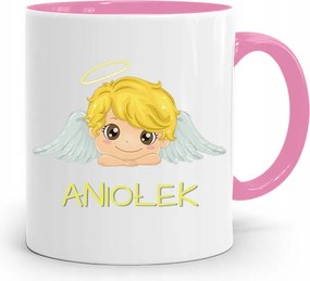 Rózsaszín Bögre Gyerekeknek Lányoknak Kis Angyalka +név fényképes nyomtatással