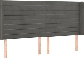 vidaXL sötétszürke bársony fejtámla szárnyakkal 163x16x118/128 cm