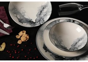 24 részes étkészlet fehér/fekete/porcelán