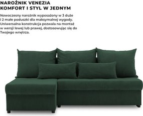 Venezia sarokkanapé, kordbársony, univerzális oldal, bonell töltet, zöld