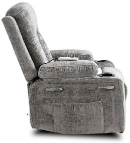 Elektromosan Vezérelhető Masszázsfunkciós Relaxfotel Szürke Bársony Kárpittal. BOX2